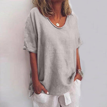 Mira Women’s Blouse featuring a stylish scoop neck and short sleeves, designed in elegant white for a chic and versatile look. 0