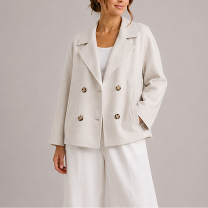 Mira Women's Fitted Jacket featuring a structured tailored cropped design, perfect for a stylish and sophisticated look. 0