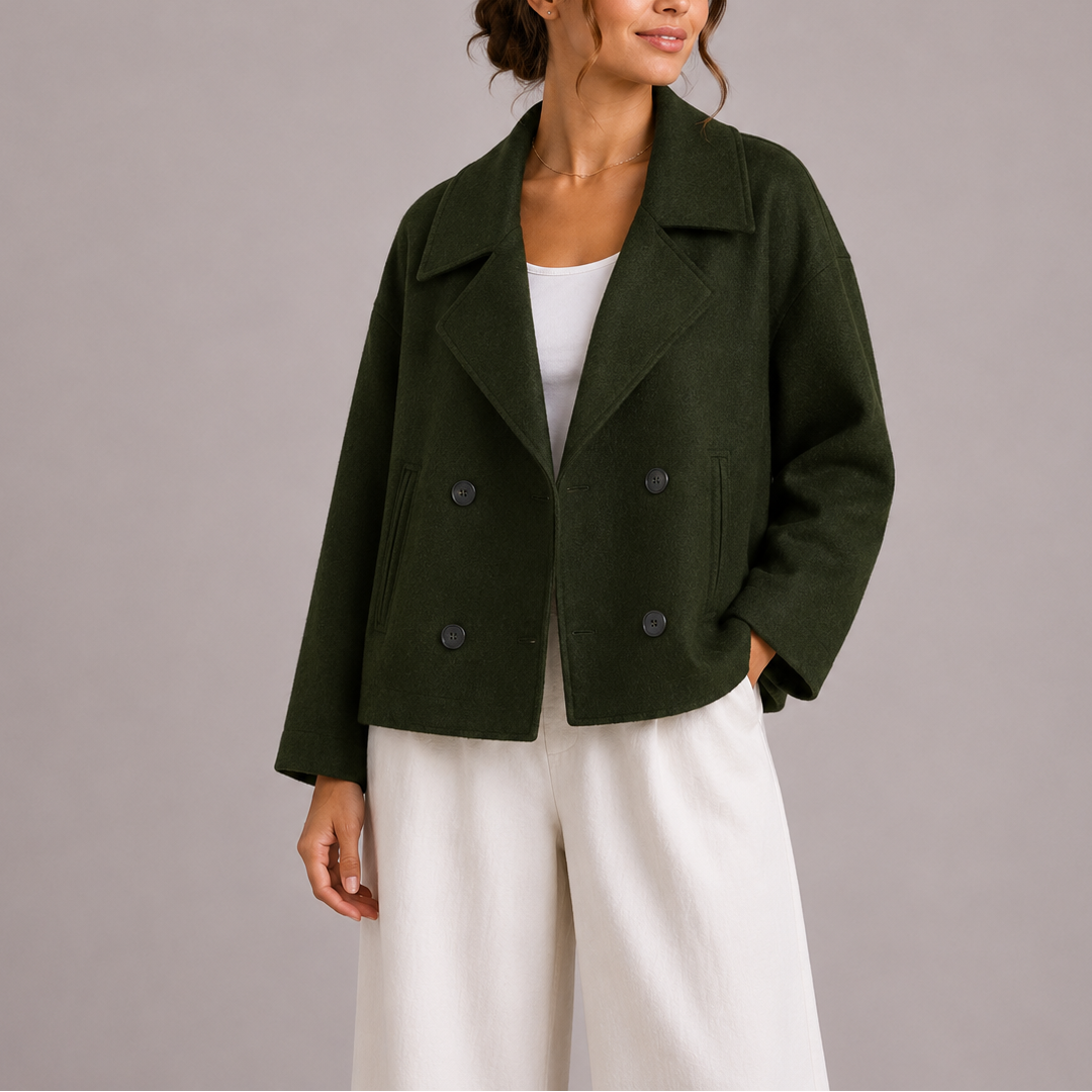 Mira Women's Fitted Jacket featuring a structured tailored cropped design, perfect for a stylish and sophisticated look. 3