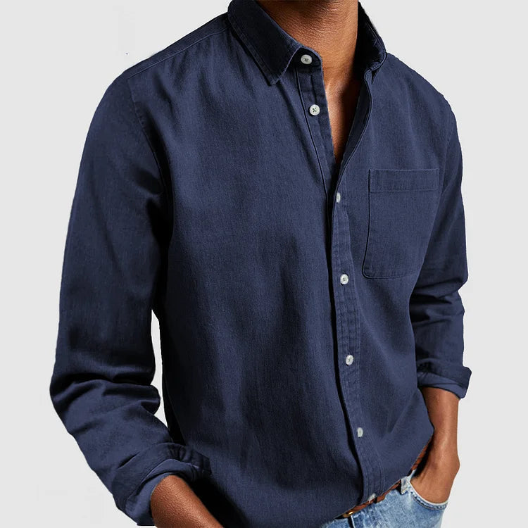Noble men's dress shirt featuring a classic buttoned collar and elegant vintage design, perfect for formal occasions and stylish ensembles. 0