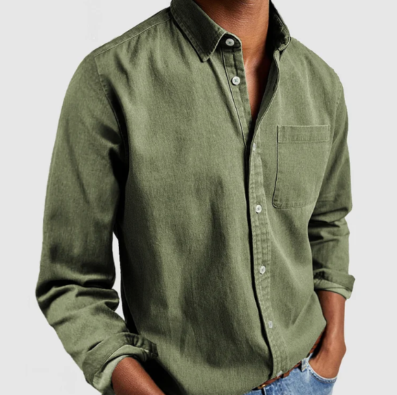 Noble men's dress shirt featuring a classic buttoned collar and elegant vintage design, perfect for formal occasions and stylish ensembles. 1