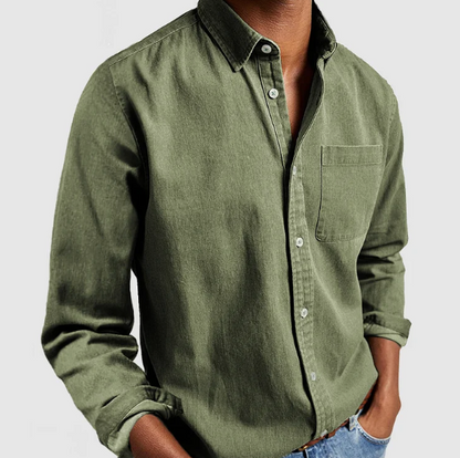 Noble men's dress shirt featuring a classic buttoned collar and elegant vintage design, perfect for formal occasions and stylish ensembles. 1