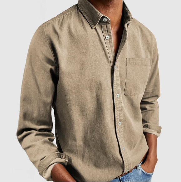 Noble men's dress shirt featuring a classic buttoned collar and elegant vintage design, perfect for formal occasions and stylish ensembles. 2