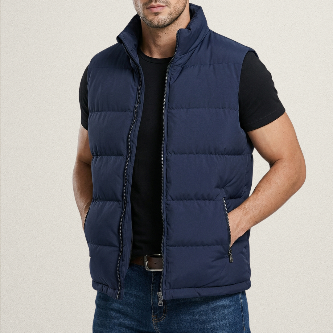 Noble men's vest featuring a modern cut, designed for style and comfort, equipped with practical pockets for everyday convenience. 0