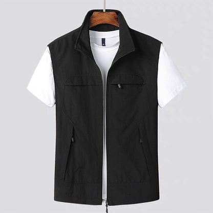 Noble Men's Navy Blue Sleeveless Vest featuring Zippered Pockets for a Stylish and Functional Look 1
