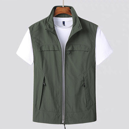 Noble Men's Navy Blue Sleeveless Vest featuring Zippered Pockets for a Stylish and Functional Look 2