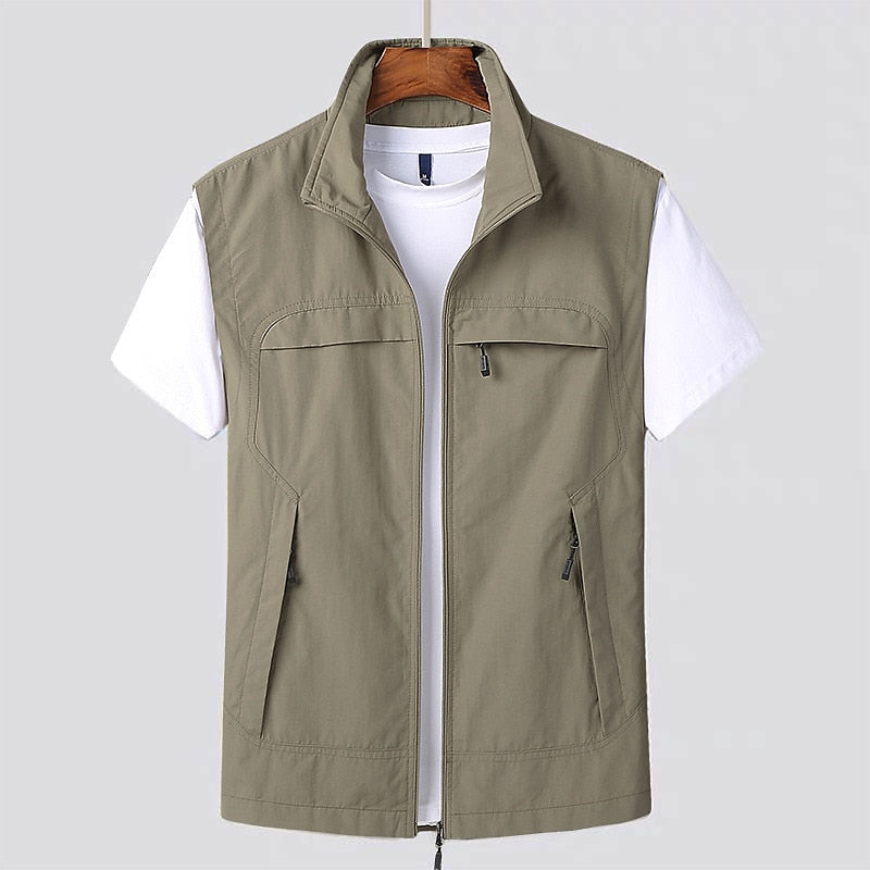 Noble Men's Navy Blue Sleeveless Vest featuring Zippered Pockets for a Stylish and Functional Look 3