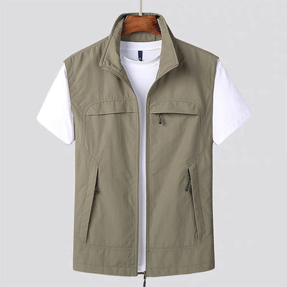 Noble Men's Navy Blue Sleeveless Vest featuring Zippered Pockets for a Stylish and Functional Look 3