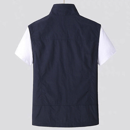 Noble Men's Navy Blue Sleeveless Vest featuring Zippered Pockets for a Stylish and Functional Look 4