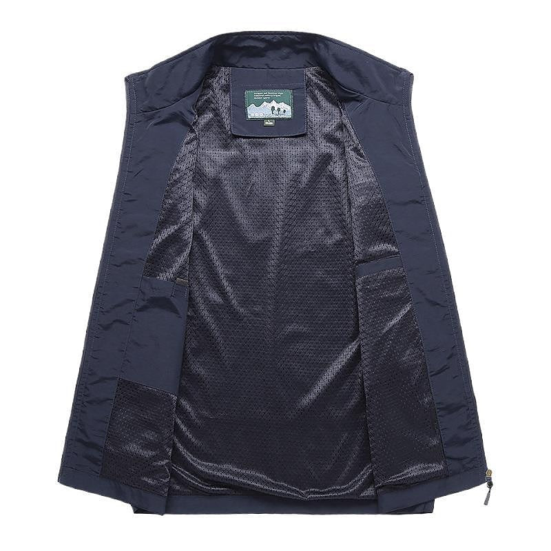 Noble Men's Navy Blue Sleeveless Vest featuring Zippered Pockets for a Stylish and Functional Look 5