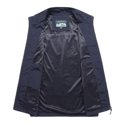 Noble Men's Navy Blue Sleeveless Vest featuring Zippered Pockets for a Stylish and Functional Look 5