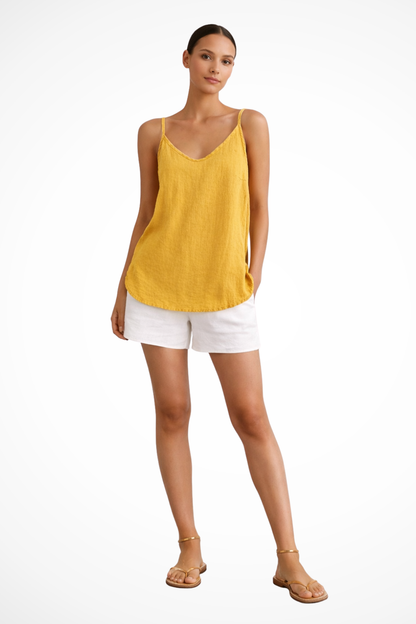 Nora Women’s Tank Top featuring spaghetti straps and a relaxed fit, perfect for casual summer outings and comfortable layering. 2