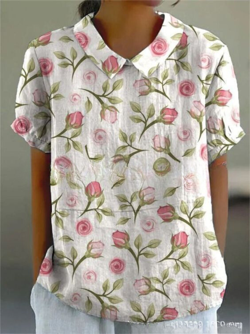 Nova Women's Shirt featuring a relaxed fit and vibrant floral design, perfect for casual outings and spring fashion. 3
