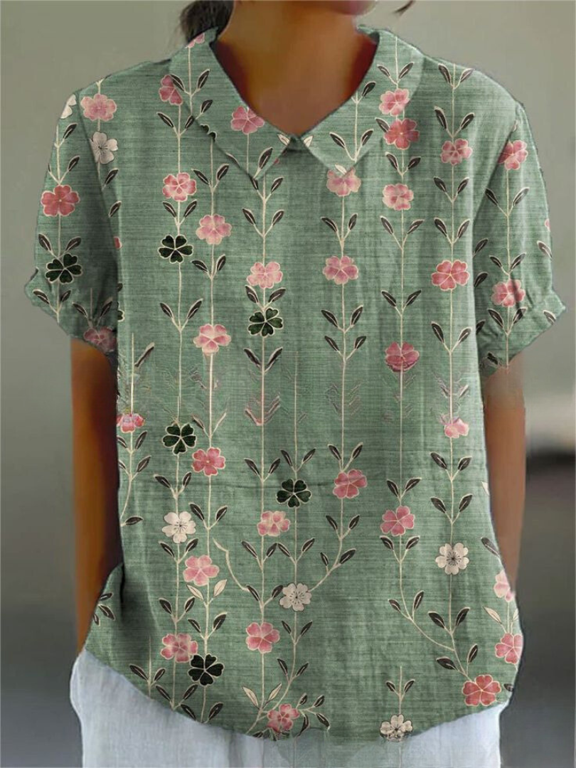 Nova Women's Shirt featuring a relaxed fit and vibrant floral design, perfect for casual outings and spring fashion. 5