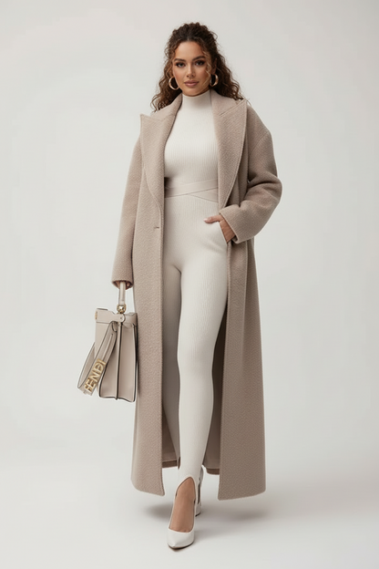 Novara Women’s Long Coat featuring an oversized soft structured fit, perfect for stylish warmth during colder seasons. 0