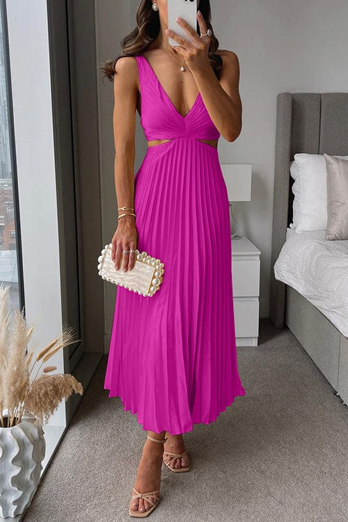 Plea Women’s Dress featuring a stylish V-neckline and trendy cut-out waist design, perfect for summer outings and special occasions. 8