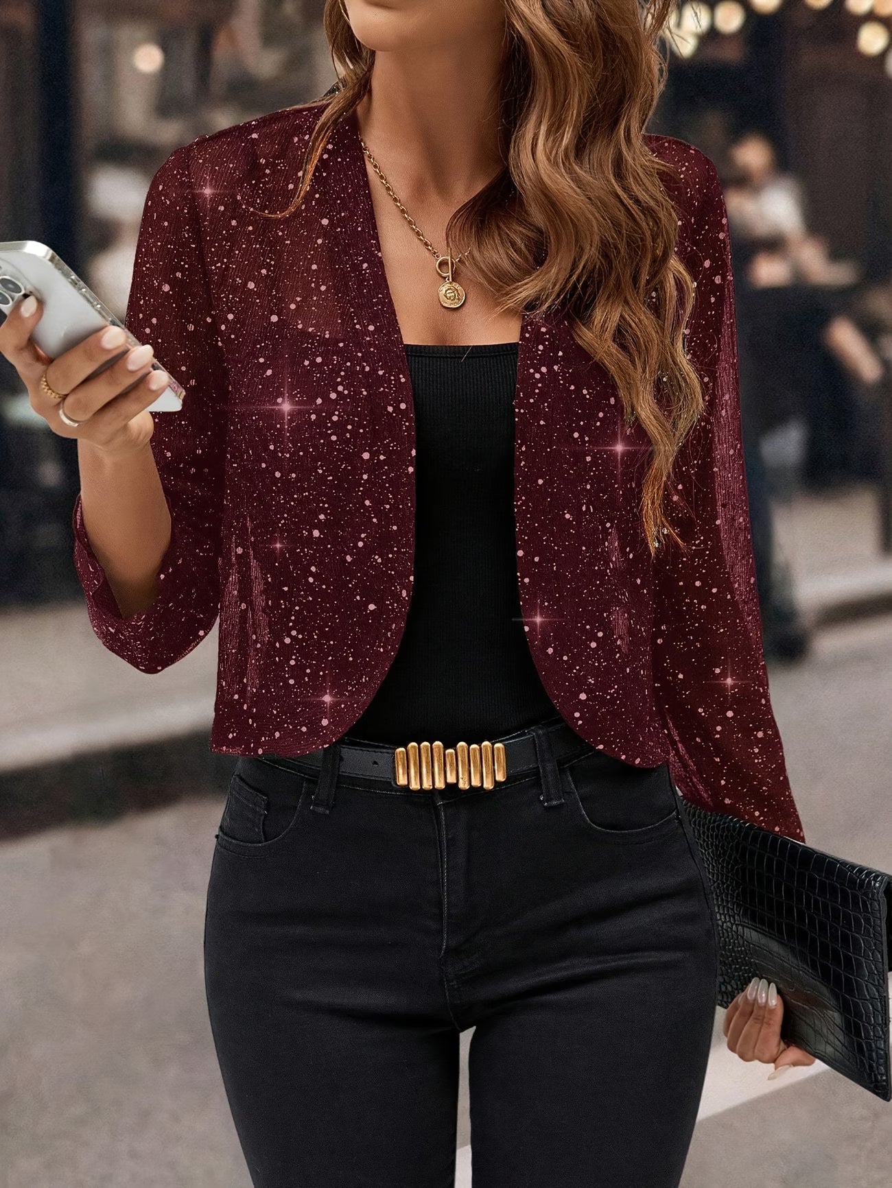 Raina Women's Cardigan Jacket featuring a stylish design with glitter sequins, perfect for adding a touch of glamour to any outfit. 2