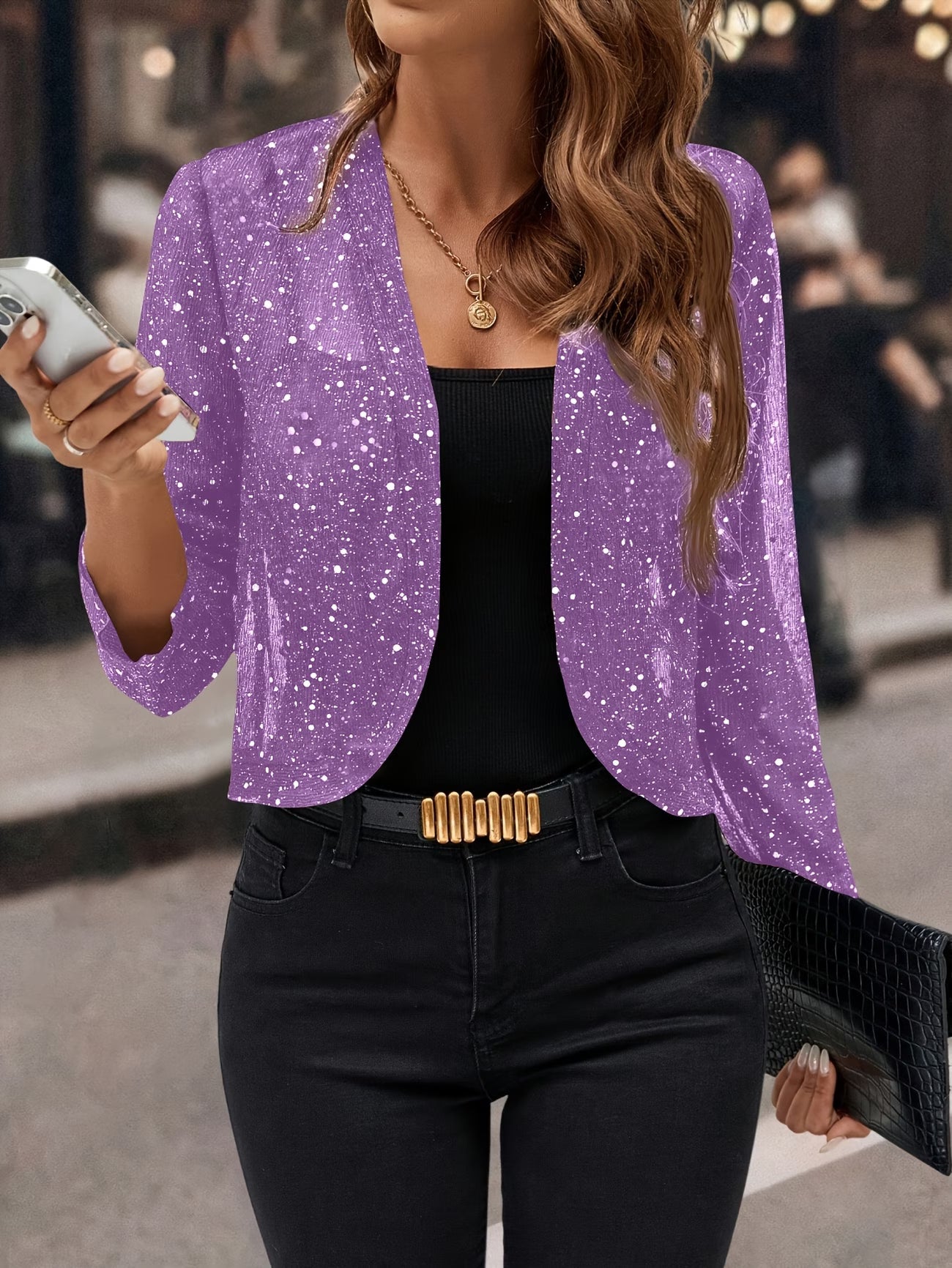 Raina Women's Cardigan Jacket featuring a stylish design with glitter sequins, perfect for adding a touch of glamour to any outfit. 3