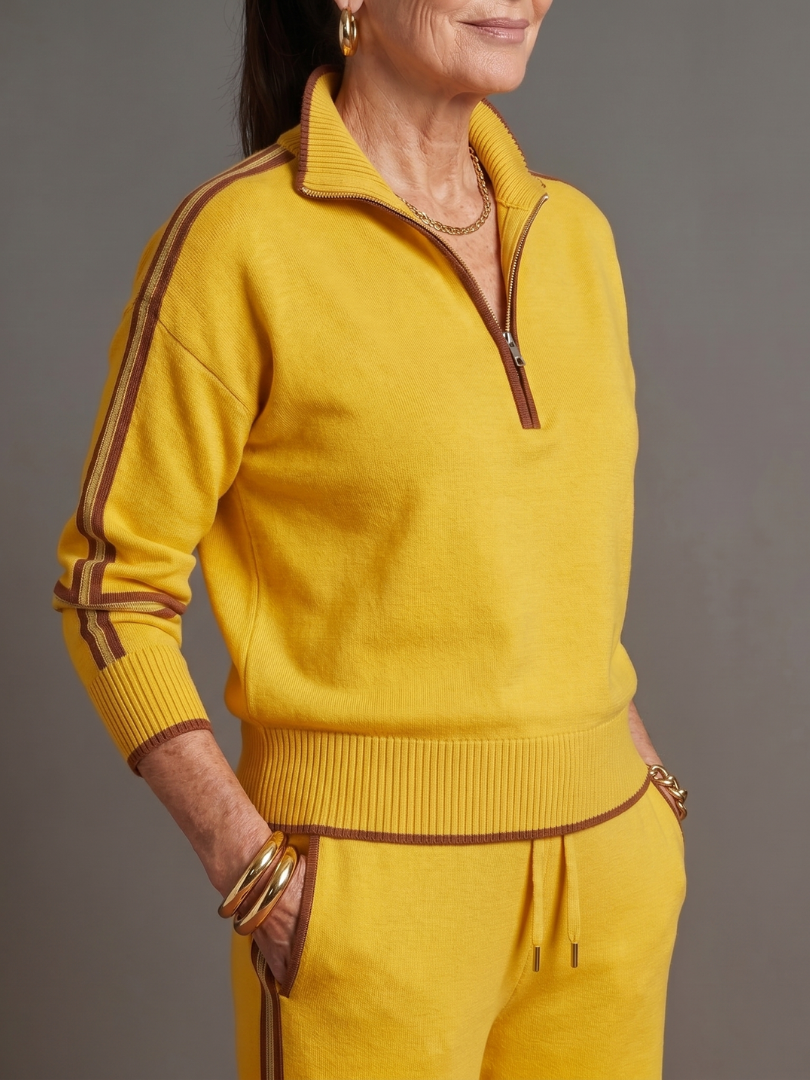 Raven Women's Lounge Set featuring a zip neck long sleeve top and wide leg pants, perfect for comfortable and stylish home wear. 6