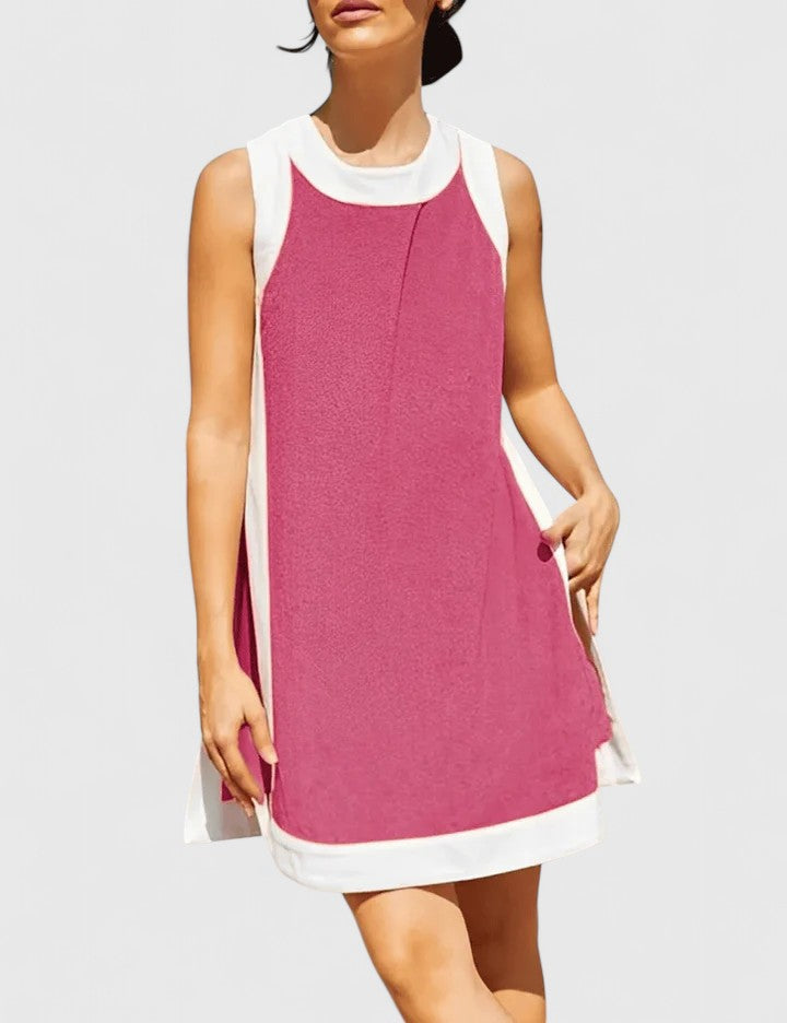Reese Women’s Summer Co-Ord featuring a vibrant colourblock design, perfect for warm weather, complete with convenient side pockets for added functionality. 1