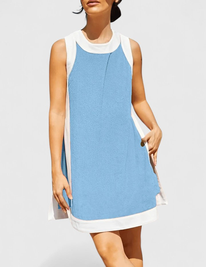 Reese Women’s Summer Co-Ord featuring a vibrant colourblock design, perfect for warm weather, complete with convenient side pockets for added functionality. 2