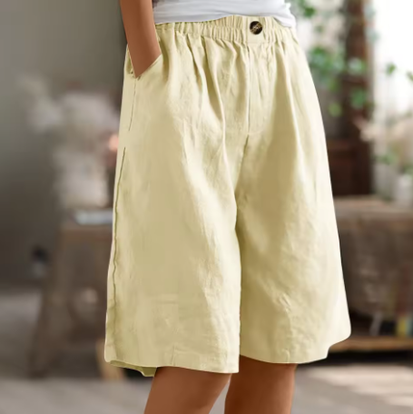 Renee Women's Relaxed Fit Shorts featuring an elastic waistband, perfect for comfortable casual wear and summer outings. 2