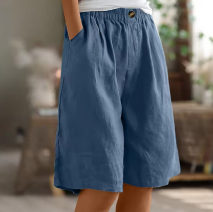 Renee Women's Relaxed Fit Shorts featuring an elastic waistband, perfect for comfortable casual wear and summer outings. 3