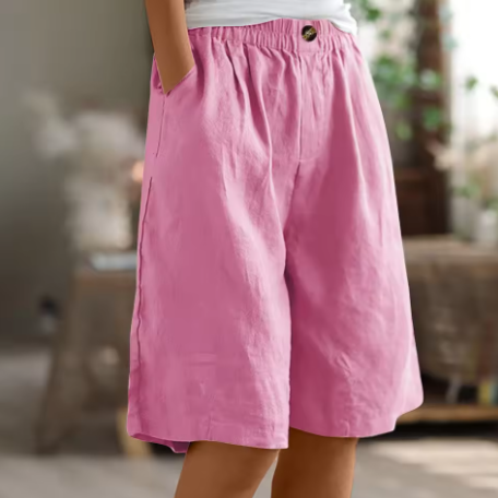 Renee Women's Relaxed Fit Shorts featuring an elastic waistband, perfect for comfortable casual wear and summer outings. 4