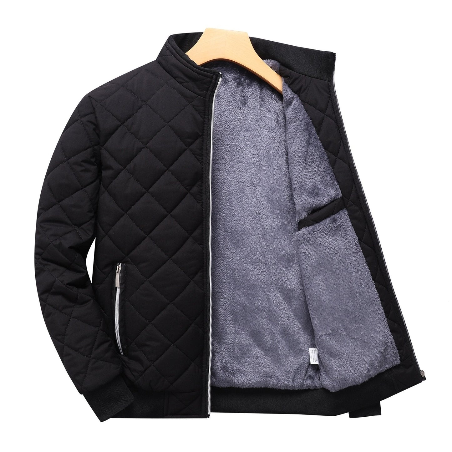 Reuben Men's Quilted Bomber Jacket featuring warm plush lining and a classic design, perfect for stylish comfort in cold weather. 0