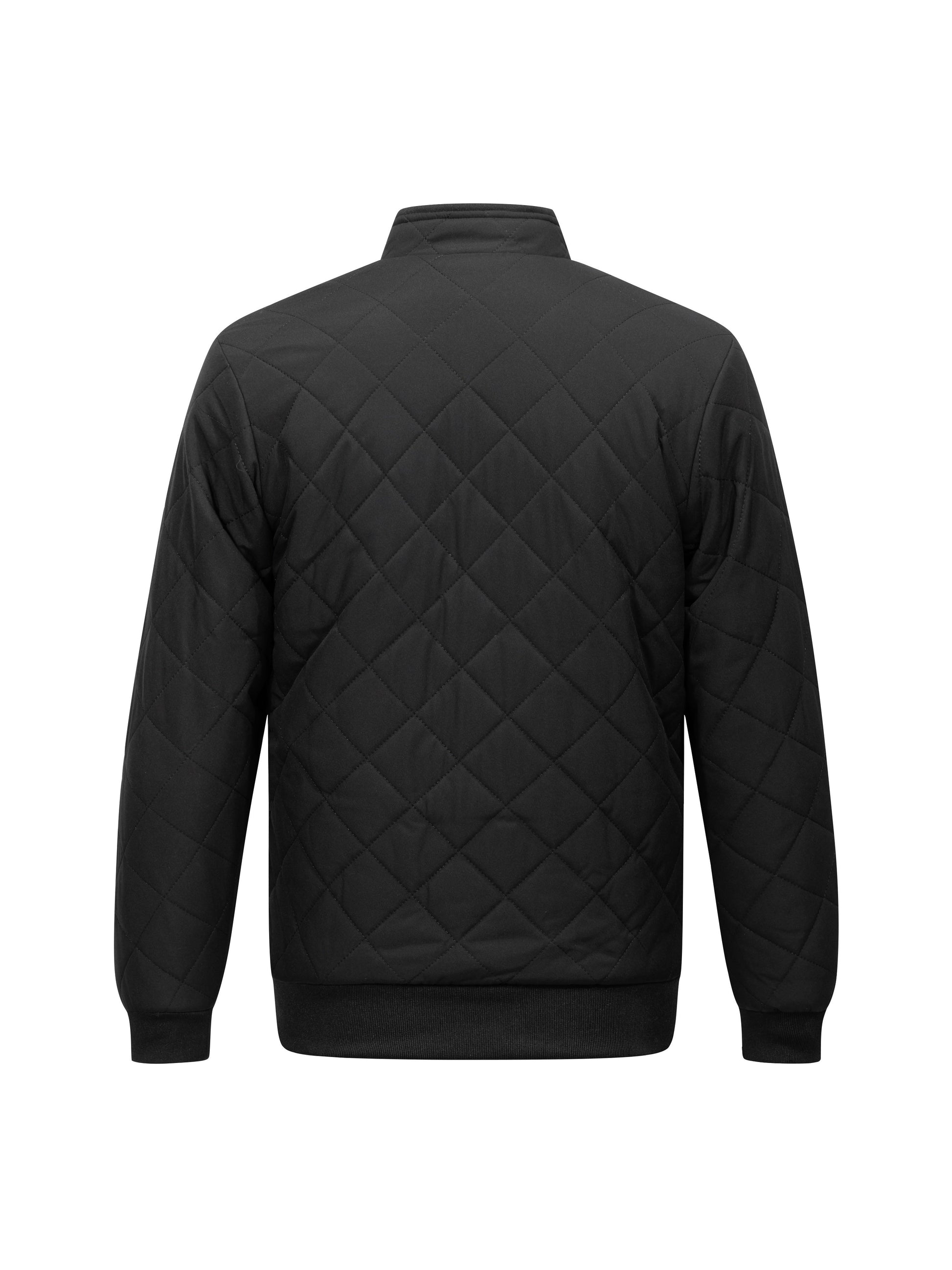 Reuben Men's Quilted Bomber Jacket featuring warm plush lining and a classic design, perfect for stylish comfort in cold weather. 1