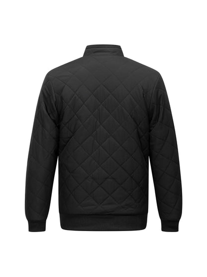 Reuben Men's Quilted Bomber Jacket featuring warm plush lining and a classic design, perfect for stylish comfort in cold weather. 1