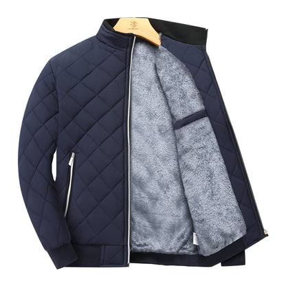 Reuben Men's Quilted Bomber Jacket featuring warm plush lining and a classic design, perfect for stylish comfort in cold weather. 10
