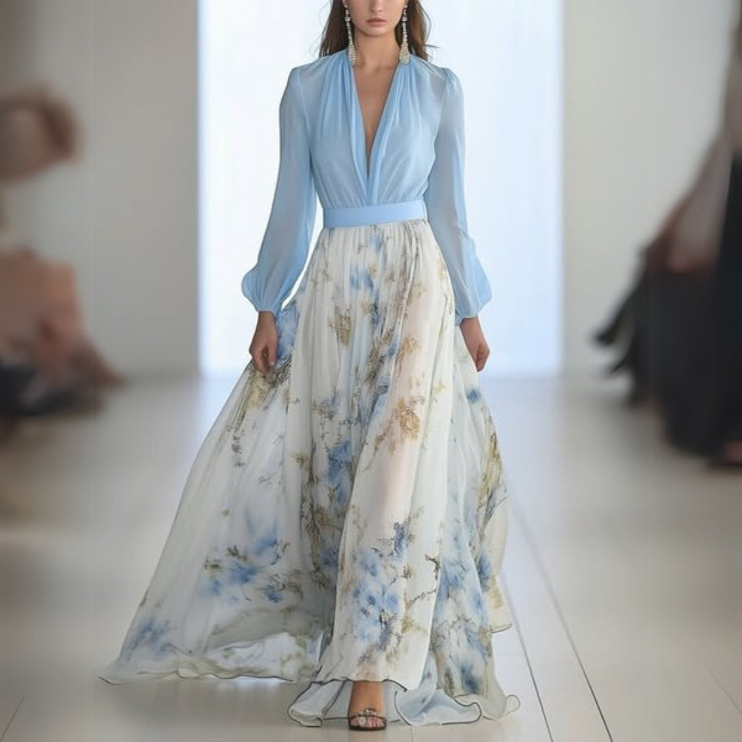 Rita Women’s Maxi Dress featuring a vibrant floral print and a flowing design, perfect for summer outings and special occasions. 0