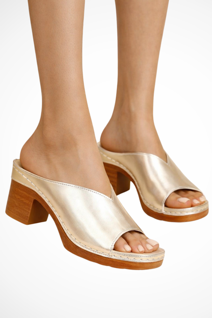 Rosa Women’s Mules featuring an open toe and stylish block heel design, perfect for chic casual or dressy occasions. 0