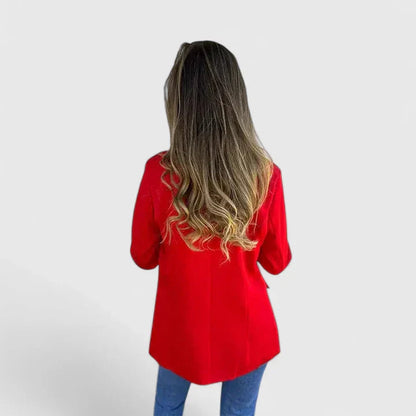 Rosavionne Women’s Blazer featuring a tailored silhouette and reversible leopard lining, perfect for stylish versatility and sophisticated fashion. 4