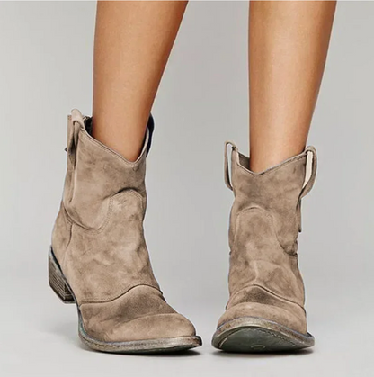 Rosie Women’s Western Boots featuring a stylish suede design and distinctive seams, perfect for adding a touch of western flair to any outfit. 0