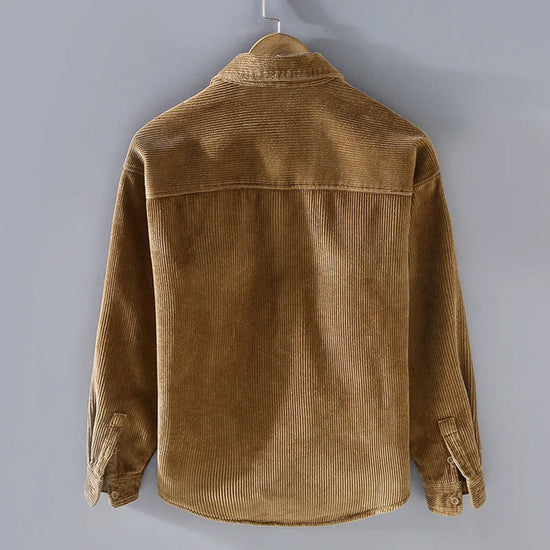 Rupert Men's Ribbed Button-Up Jacket with Warm Plush Lining, perfect for stylish winter layering. 4