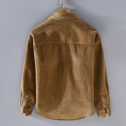 Rupert Men's Ribbed Button-Up Jacket with Warm Plush Lining, perfect for stylish winter layering. 4