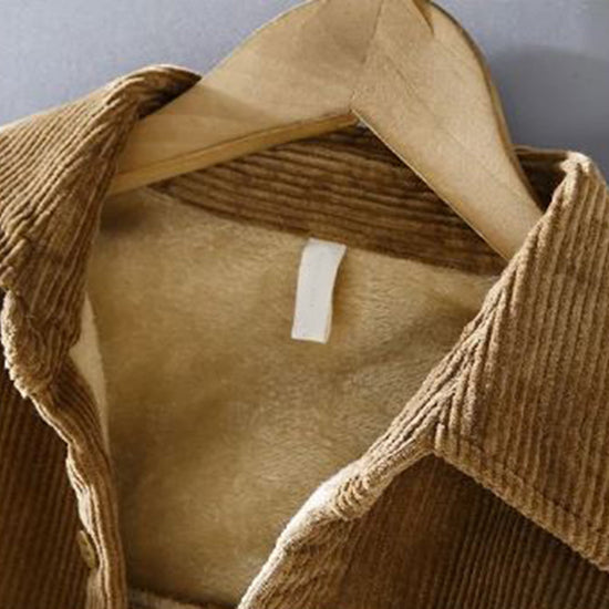 Rupert Men's Ribbed Button-Up Jacket with Warm Plush Lining, perfect for stylish winter layering. 5