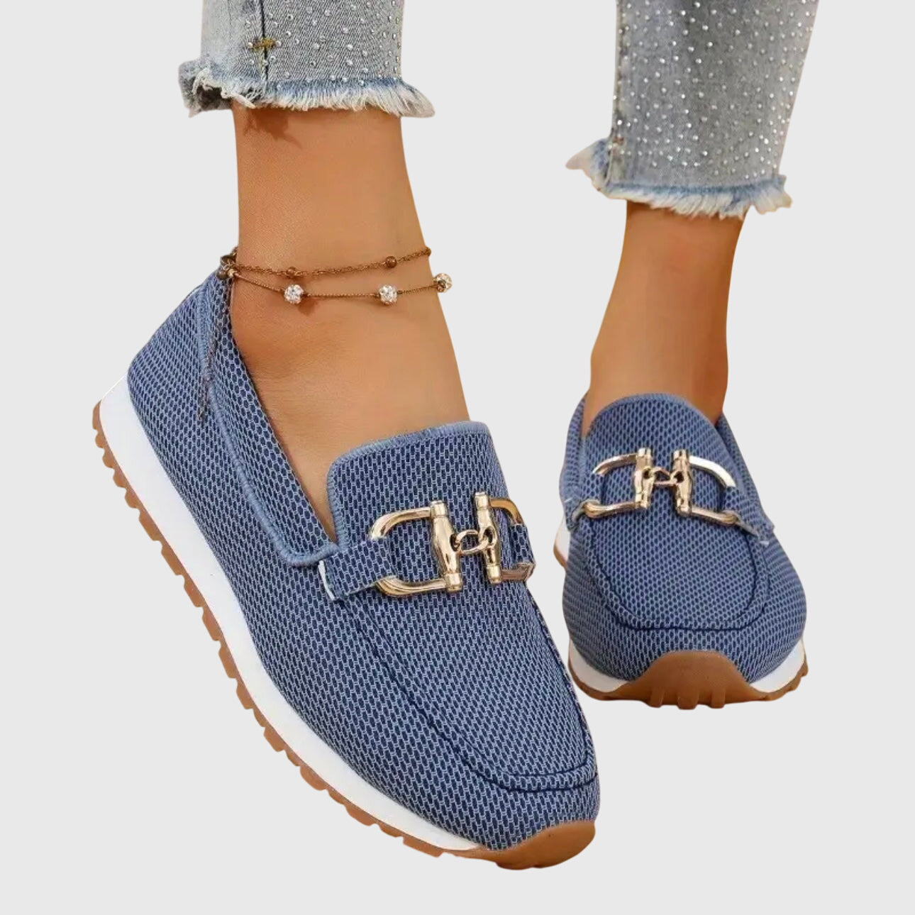 Sable Women’s Loafers featuring a breathable design and elegant gold-tone hardware, perfect for stylish comfort in any setting. 0