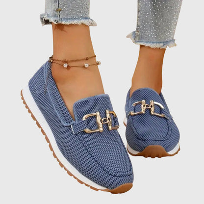 Sable Women’s Loafers featuring a breathable design and elegant gold-tone hardware, perfect for stylish comfort in any setting. 0