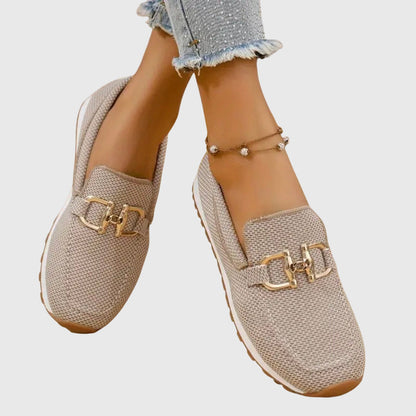 Sable Women’s Loafers featuring a breathable design and elegant gold-tone hardware, perfect for stylish comfort in any setting. 1
