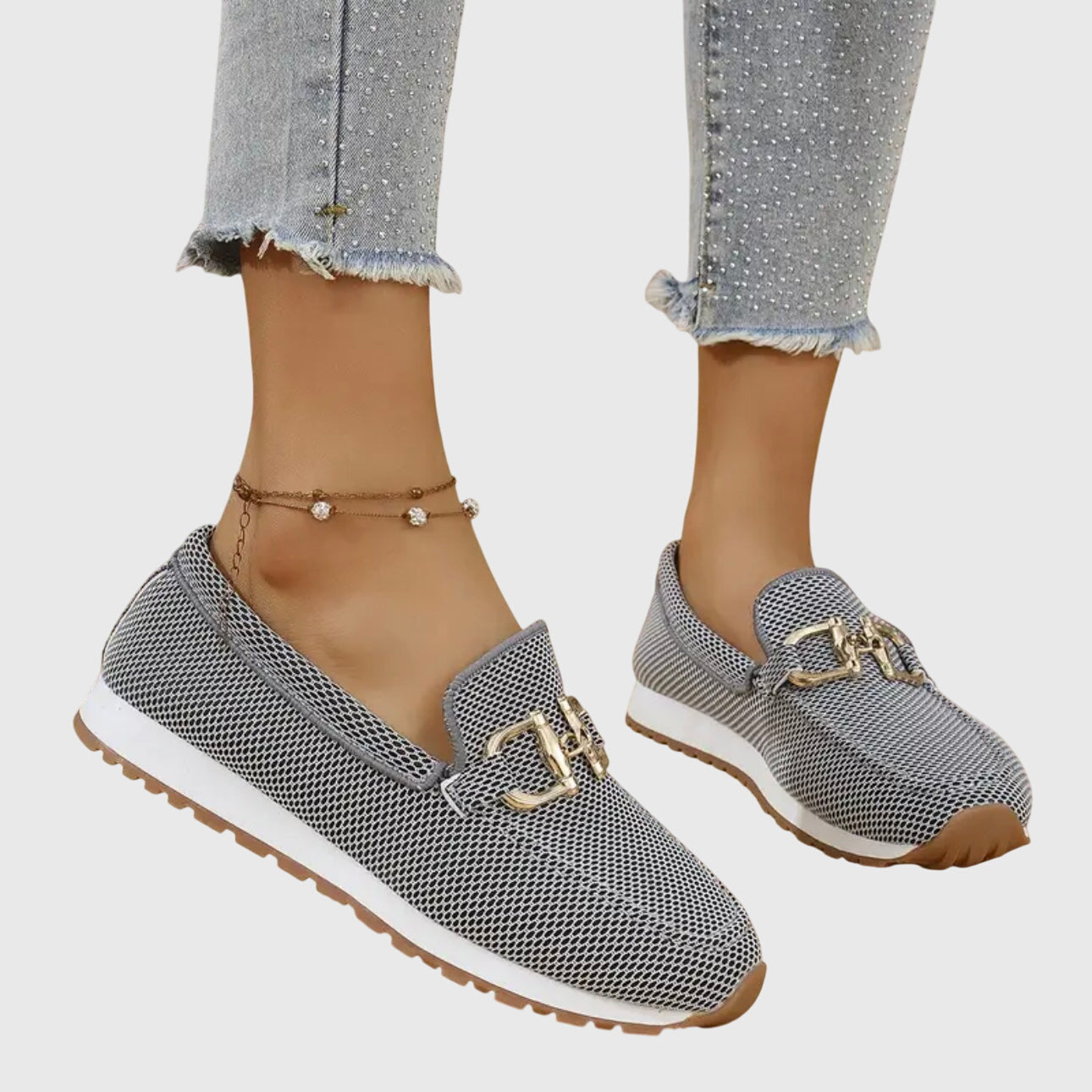 Sable Women’s Loafers featuring a breathable design and elegant gold-tone hardware, perfect for stylish comfort in any setting. 2