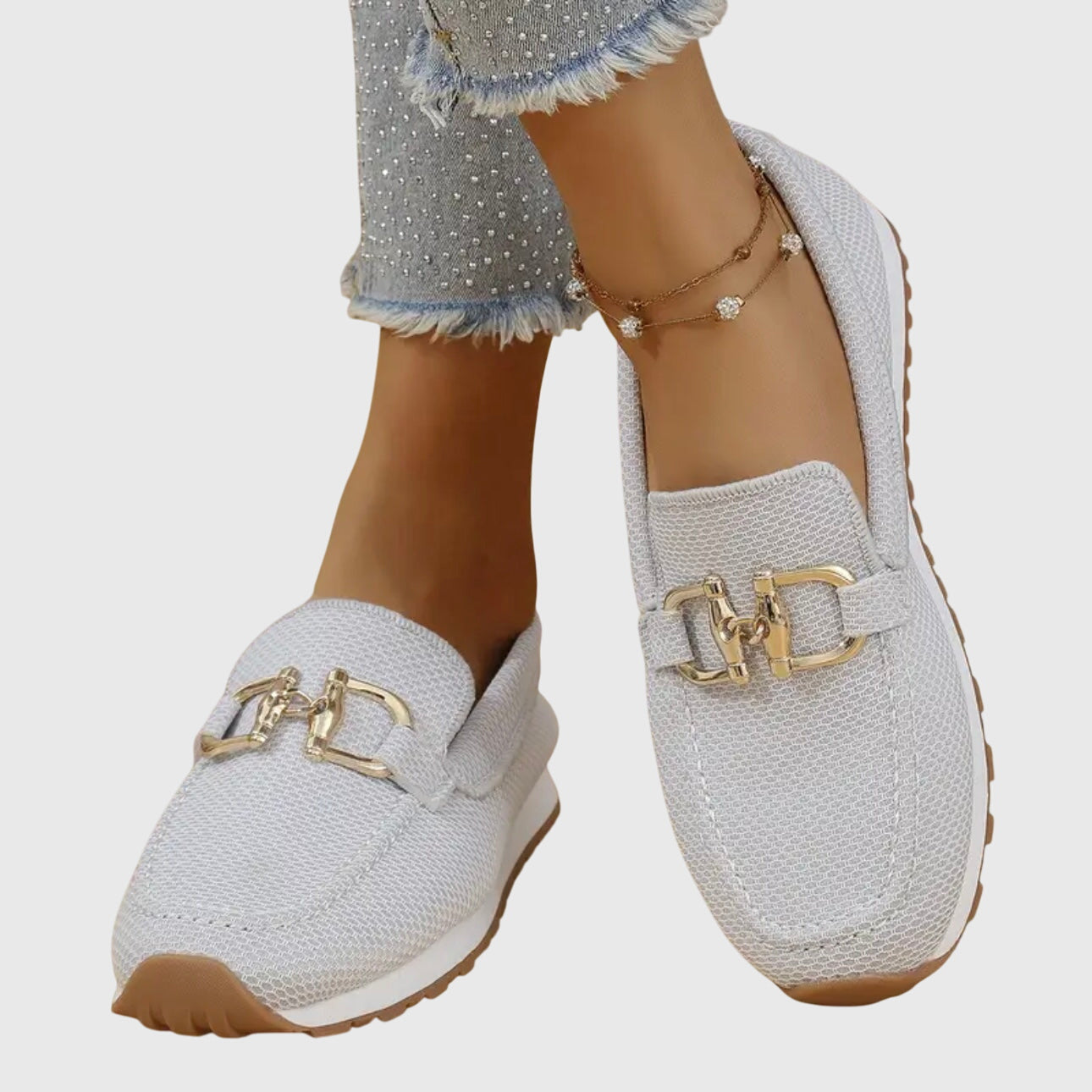 Sable Women’s Loafers featuring a breathable design and elegant gold-tone hardware, perfect for stylish comfort in any setting. 3