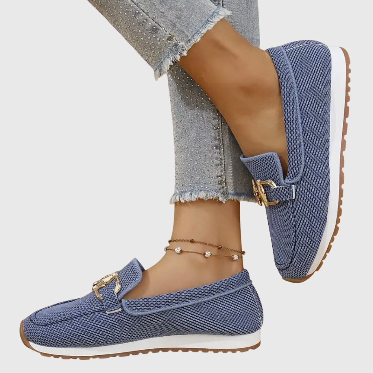Sable Women’s Loafers featuring a breathable design and elegant gold-tone hardware, perfect for stylish comfort in any setting. 4