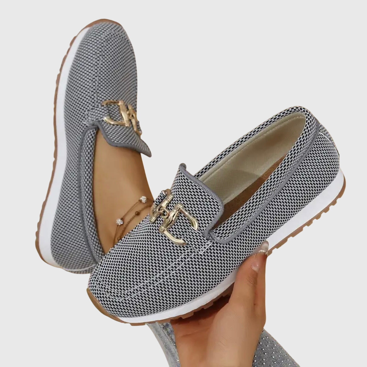 Sable Women’s Loafers featuring a breathable design and elegant gold-tone hardware, perfect for stylish comfort in any setting. 5