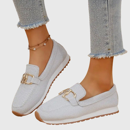 Sable Women’s Loafers featuring a breathable design and elegant gold-tone hardware, perfect for stylish comfort in any setting. 8