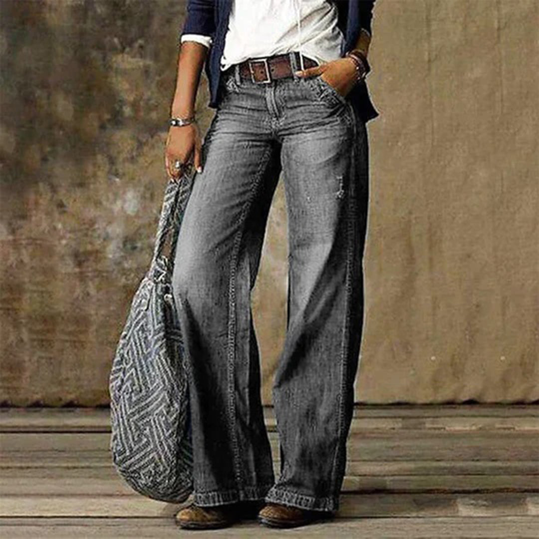 Sassy Women's Wide Leg Jeans featuring a vintage design and a flattering cut, perfect for stylish casual wear. 2
