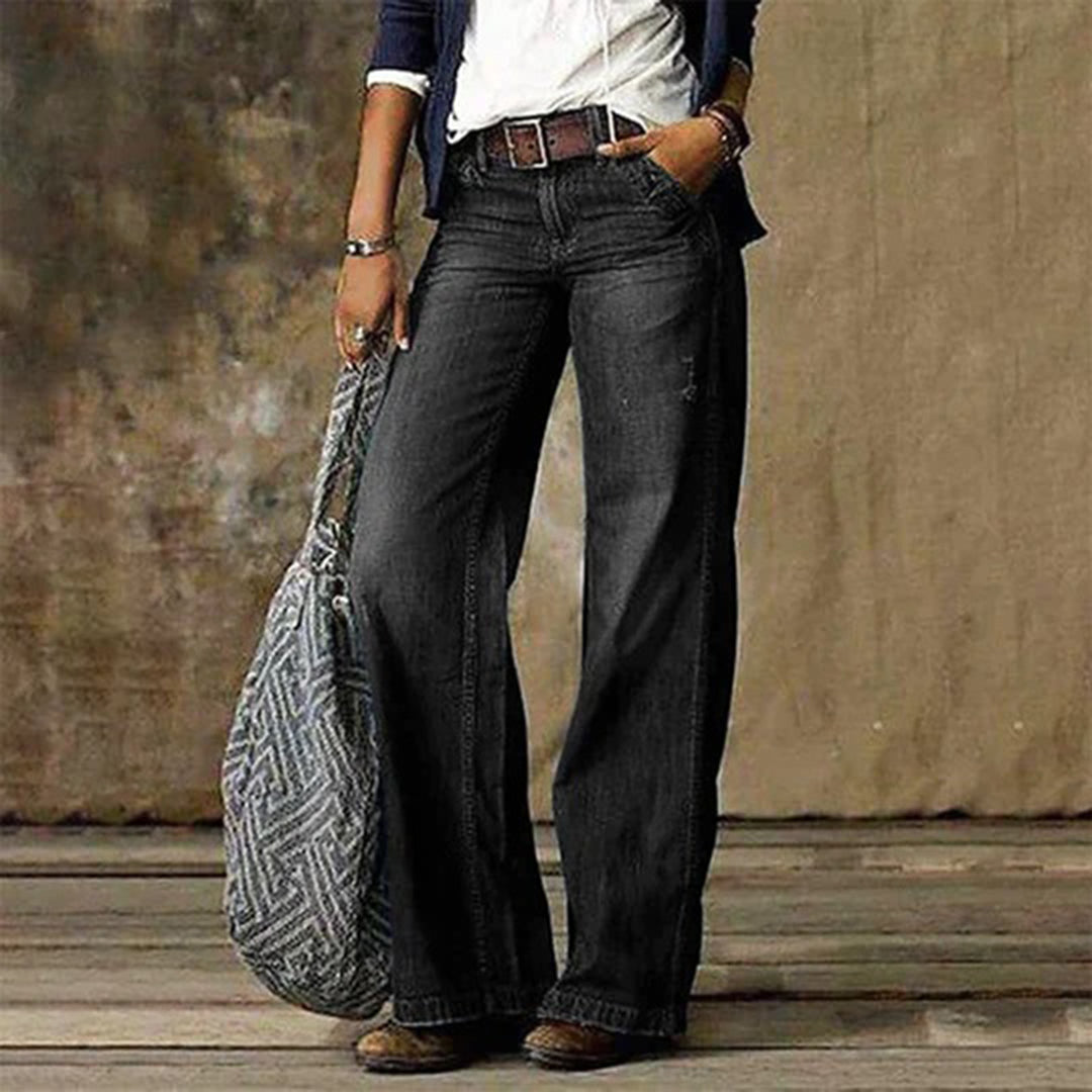 Sassy Women's Wide Leg Jeans featuring a vintage design and a flattering cut, perfect for stylish casual wear. 3