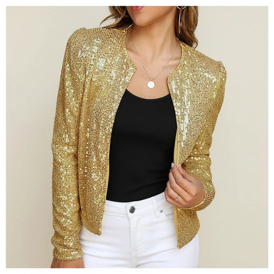 Sera Women's Evening Jacket featuring an open front and a stunning sequin design, perfect for adding glamour to any formal outfit. 0